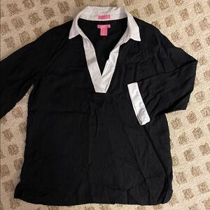 Isaac Mizrahi Black Shirt with White Accents